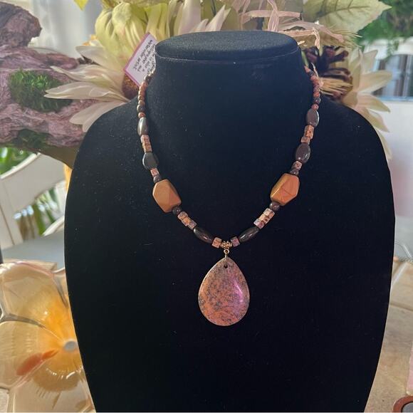 Jasper Polished Stone Beaded Necklace - Picture 2 of 7